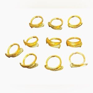 Vintage Gold Tone Napkin Rings Set of 10 – Textured Criss Cross Design